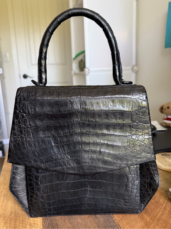 Nancy Gonzalez Handbags - Nancy Gonzalez Black Crocodile Top Handle Satchel
